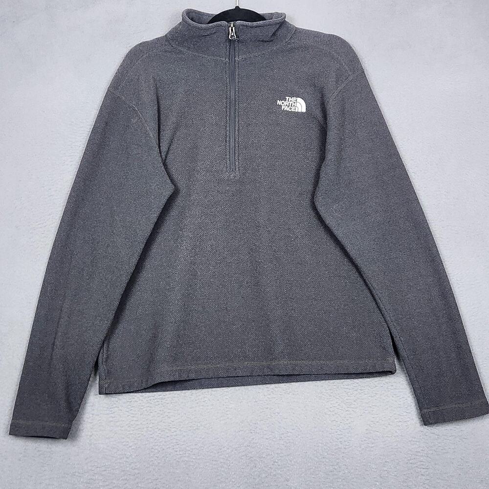 North Face Pullover Mens Large Gray Fleece 1/4 Zip Long Sleeve Hiking Outdoor